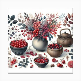 Scandinavian Art, Schisandra berries Canvas Print