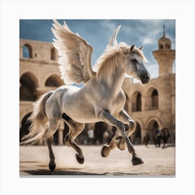 White Horse With Wings Canvas Print