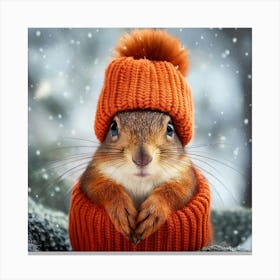 Firefly Adorable Squirrel In Cozy Knitted Accessories 61528 Canvas Print