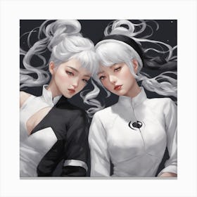 Two Girls With White Hair Canvas Print