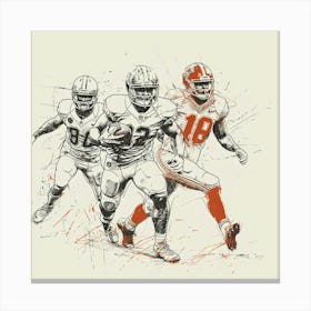 Football Players Running Canvas Print