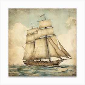 Vintage Sailboat Canvas Print