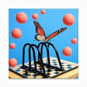 Butterfly On A Chess Board 1 Canvas Print