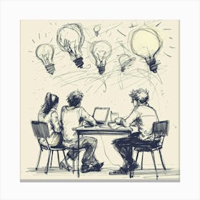 A Team Brainstorming Hand Drawn Sketch Illustrat 1718665853 2 Canvas Print