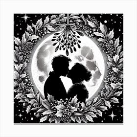 Couple Kissing At The Moon 1 Canvas Print