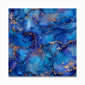 Abstract Blue And Gold Marble Pattern Canvas Print