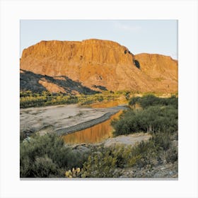 Desert River Scenery Square Canvas Print