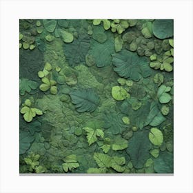 Green Leaves On A Wall 2 Canvas Print