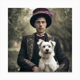 Portrait Of A Man And His Dog Canvas Print