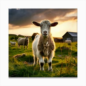 Grass Dairy Pasture Cattle Rural Rural Scene Green Goat Farm Grass Land Buck Eco Cute N Canvas Print