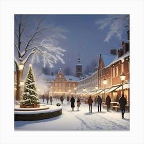 Christmas In The Old Town Canvas Print