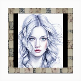 Portrait Of A Girl With Blue Hair Canvas Print