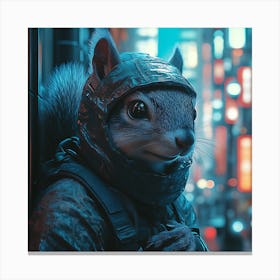 Futuristic City Ninja Squirrel Backdrop 7 Canvas Print