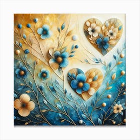 Heart shaped flowers acrylic art 7 Canvas Print