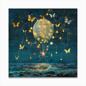 Hot Air Balloon With Butterflies 3 Canvas Print