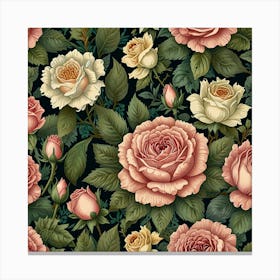 Roses Seamless Pattern Canvas Print