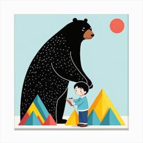 Bear And A Boy 6 Canvas Print