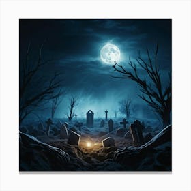 Graveyard At Night 20 Canvas Print