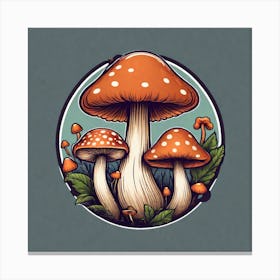 Mushrooms In A Circle 5 Canvas Print