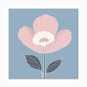 A White And Pink Flower In Minimalist Style Square Composition 491 Canvas Print