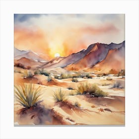 739442 Watercolor Painting Of A Desert Landscape, With Sa Xl 1024 V1 0 Canvas Print