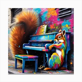 Squirrel At The Piano Canvas Print