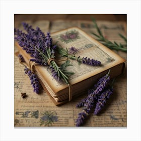 Lavender On An Old Book  -  Junk Journal Canvas Print