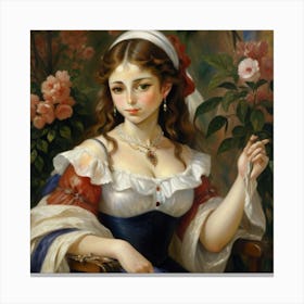 Lady With Roses Canvas Print