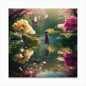 Girl In A Garden 3 Canvas Print