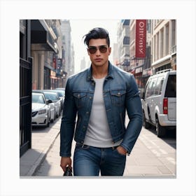 Blue Jacket Stroll Canvas Print