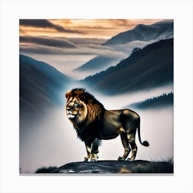 Lion In The Mountains Canvas Print