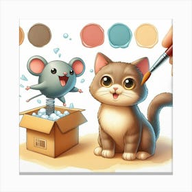 Cat And Mouse Painting Canvas Print