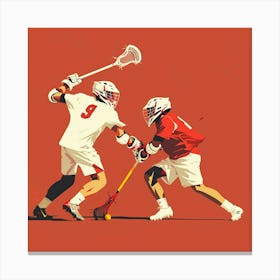 Two Lacrosse Players In Action 1 Canvas Print