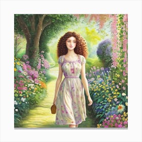 Girl In A Garden 5 Canvas Print