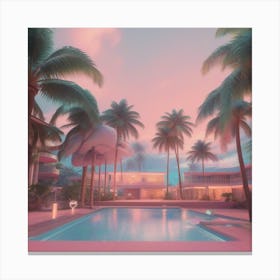 Pool With Palm Trees Canvas Print