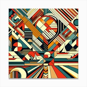 A Kaleidoscope Of Abstract Geometric Patterns, Reminiscent Of 1960s Op Art, 4 Canvas Print