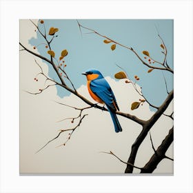 Polish Wycinanki, Bird On a Branch, folk art,  154 Canvas Print