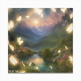 Landscape Fairy Lights In The Sky Canvas Print