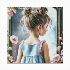 Little Girl In The Mirror Canvas Print