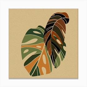 Monstera Leaf Plants Leaves Monstera Boho Retro Canvas Print