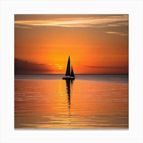 Sailboat At Sunset 6 Canvas Print