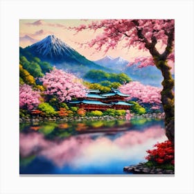 Japanese Sakura In Mountain 13 Canvas Print