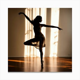 Shadow In A White Background Of A Woman Dancing Canvas Print