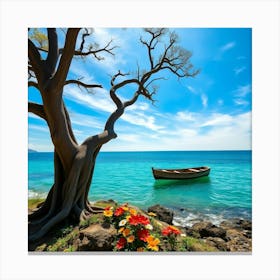 Tree By The Sea Canvas Print