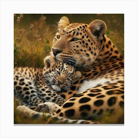 Leopard Cub Cuddling Canvas Print