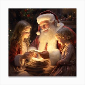 Santa Claus Reading To Children Canvas Print