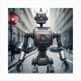 Robot On The Street 63 Canvas Print