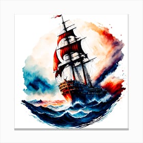 Ship In The Sea 3 Canvas Print