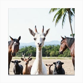 Group Of Llamas Canvas Print