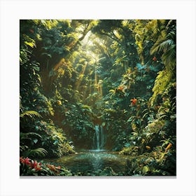 A Stunningly Vivid Scene Of A Tropical Forest Where The Foliage Is So Thick Canvas Print